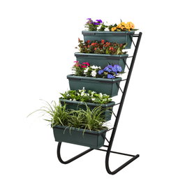 Hanah Home Rs-001 Maceta Decorativa de Jardín, Metal, 56x130x85 cm, Verde Oscuro y Negro